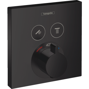 Внешняя часть термостата для душа hansgrohe ShowerSelect скрытого монтажа на 2 потребителя 15763670, матовый черный