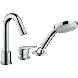 Внешняя часть смесителя для ванны hansgrohe Logis на край ванны, на 3 отверстия, с душевым гарнитуром 71310000, хром