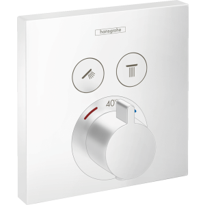 Внешняя часть термостата для душа hansgrohe ShowerSelect скрытого монтажа на 2 потребителя 15763700, матовый белый